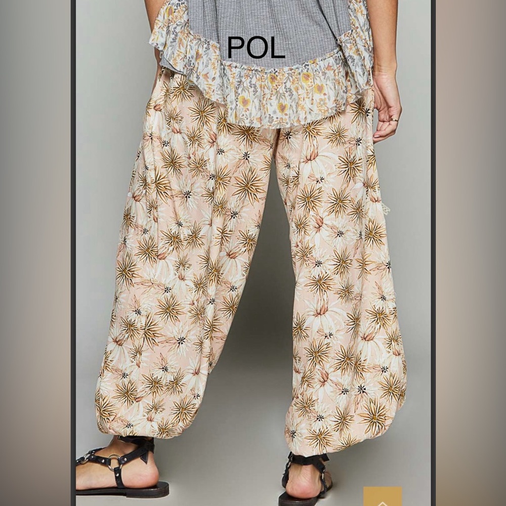 BP206-2🤎🤍POL playtime tan+cream harem type pants designed4on-trend boho style - Picture 3 of 6